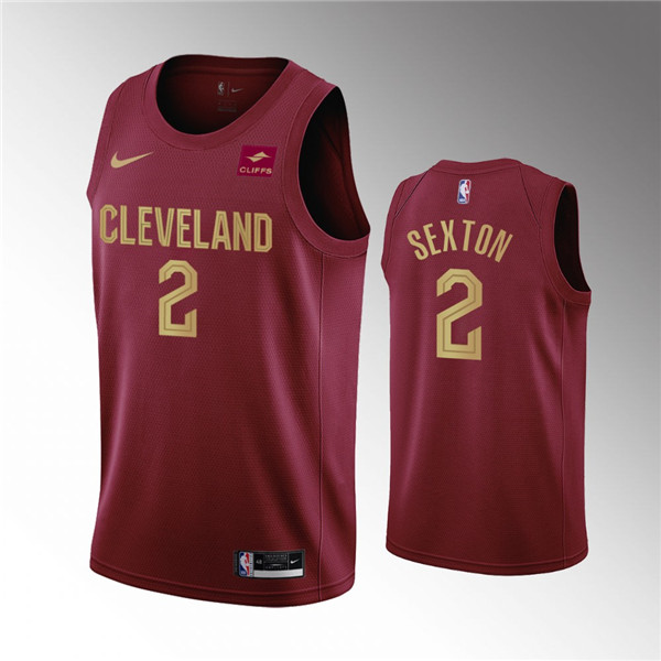 Men's Cleveland Cavaliers #2 Collin Sexton Wine Icon Edition Stitched Basketball Jersey